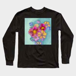 Impressionistic bouquet of flowers in yellow, pink, and blue Long Sleeve T-Shirt